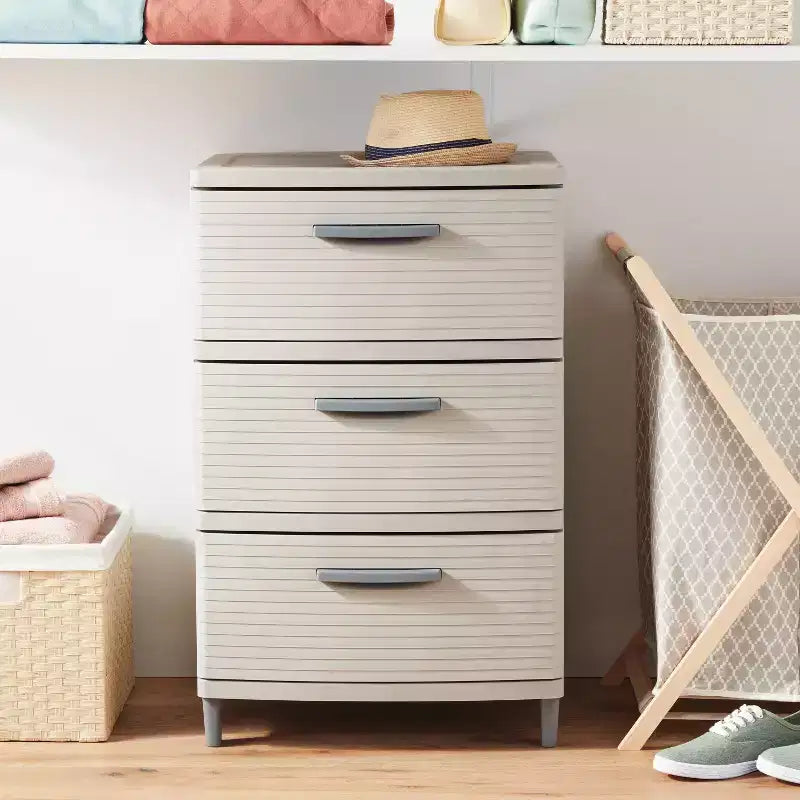 Meuble de rangement 3 tiroirs gris - ™ : Tiroirs de rangement utilitaires en plastique, organisation universelle, aucun assemblage requis