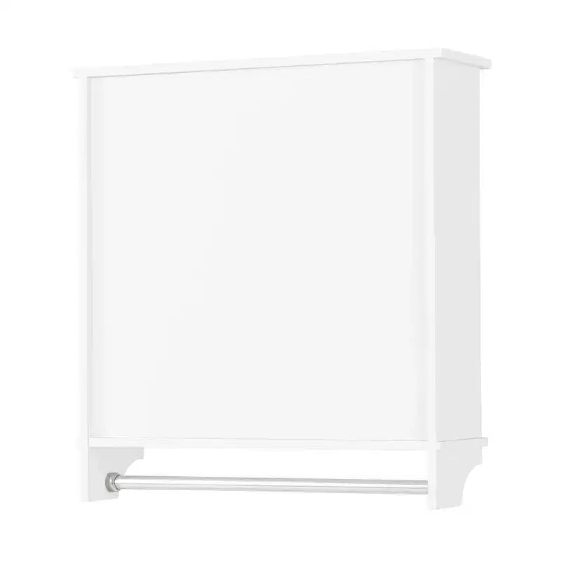 Meuble de Rangement Mural pour Salle de Bain avec Deux Portes et Barre Porte-Serviettes Blanc