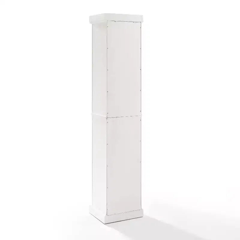 Colonne de salle de bain blanche en lin -: Rangement autoportant en MDF, 2 portes, 1 tiroir, 6 étagères, style côtier