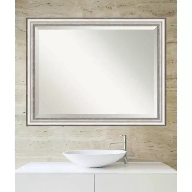 Miroir mural de salle de bain 45" x 35" argent -: Rectangle moderne, aucun assemblage requis
