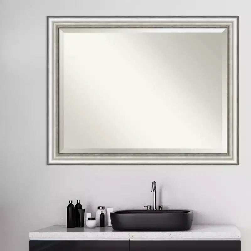 Miroir mural de salle de bain 45" x 35" argent -: Rectangle moderne, aucun assemblage requis