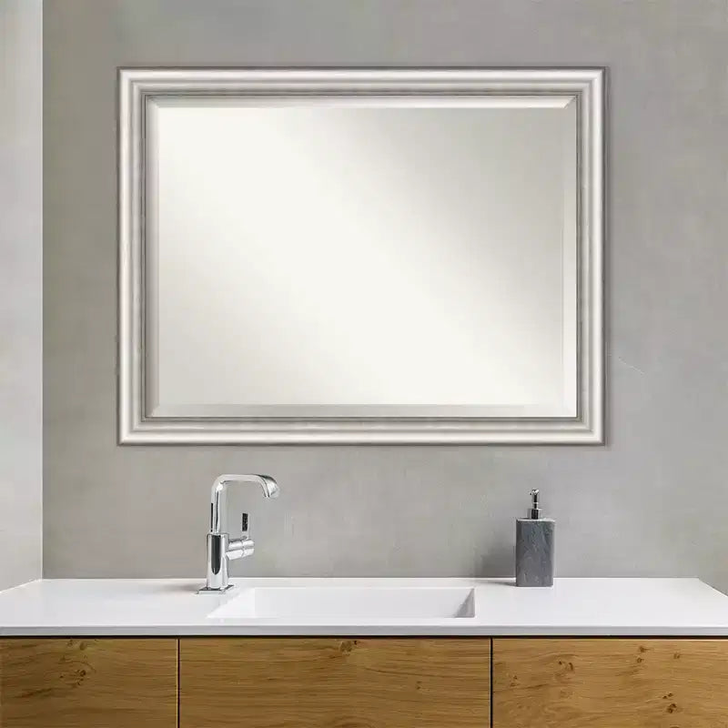 Miroir mural de salle de bain 45" x 35" argent -: Rectangle moderne, aucun assemblage requis