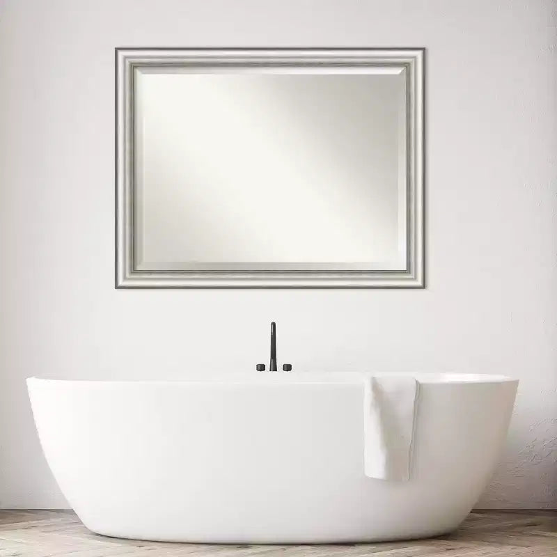 Miroir mural de salle de bain 45" x 35" argent -: Rectangle moderne, aucun assemblage requis