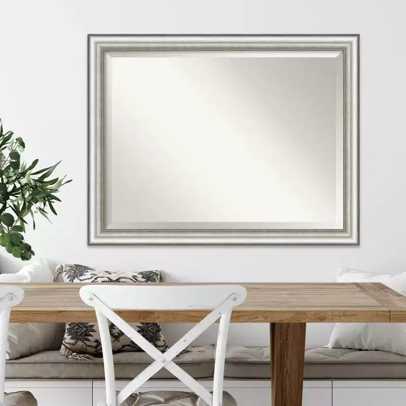 Miroir mural de salle de bain 45" x 35" argent -: Rectangle moderne, aucun assemblage requis