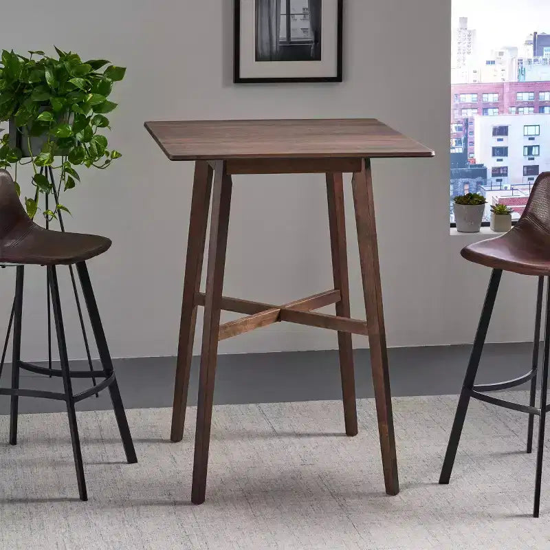 Table de salle à manger moderne avec pieds en bois d'hévéa