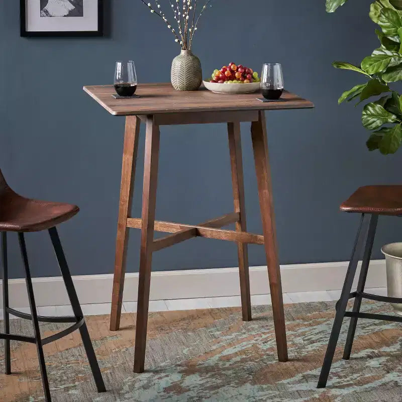 Table de salle à manger moderne avec pieds en bois d'hévéa
