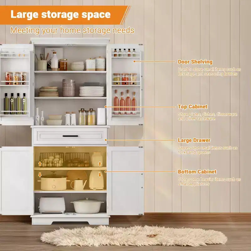 Meuble de cuisine garde-manger de 72'' de haut avec tiroir et étagères réglables