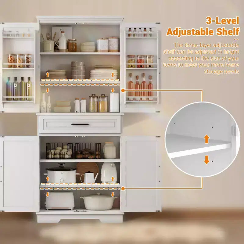 Meuble de cuisine garde-manger de 72'' de haut avec tiroir et étagères réglables