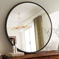 Miroir mural rond 24x24 avec cadre en résine perlé antique pour coiffeuse