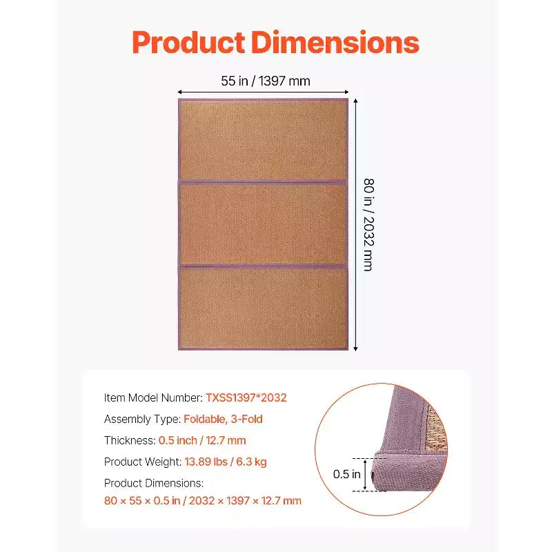 Tapis Tatami Japonais, 80 x 55 po Tapis Tatami Pliable en Rotin Naturel Tressé à la Main, Antidérapant & Facilement Nettoyable, Marron