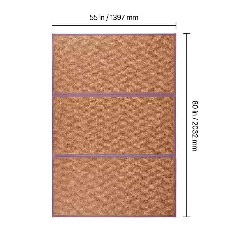 Tapis Tatami Japonais, 80 x 55 po Tapis Tatami Pliable en Rotin Naturel Tressé à la Main, Antidérapant & Facilement Nettoyable, Marron