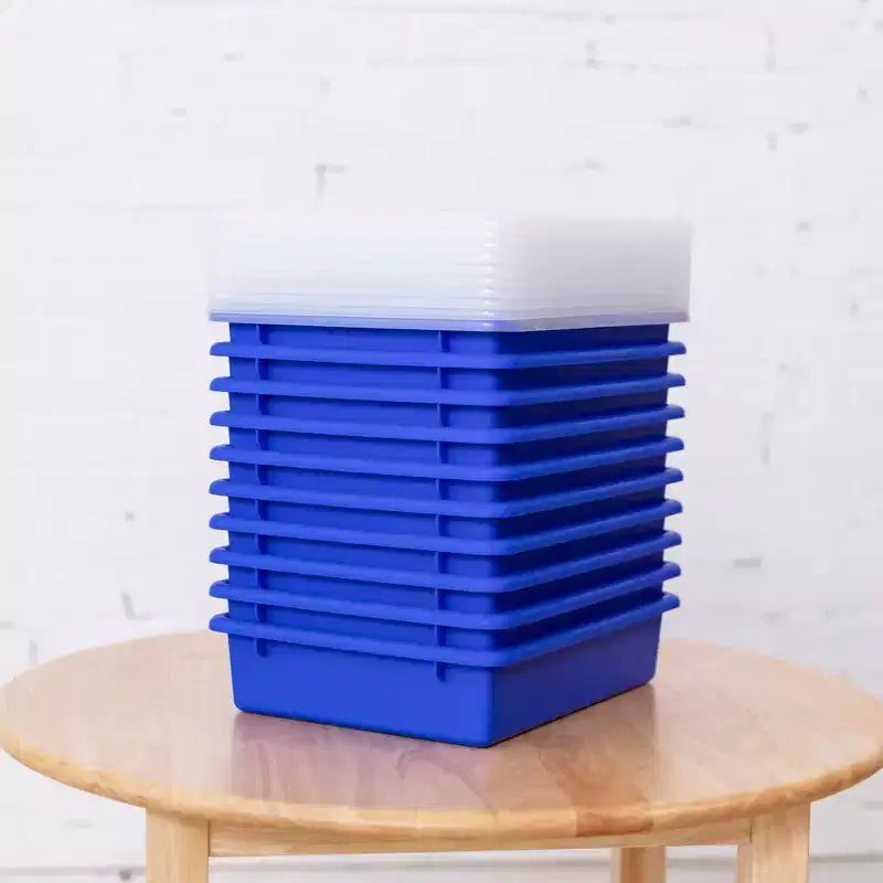 Vestiaire de rangement à 10 sections et 10 bacs format lettre avec couvercles, mobilier pour enfants