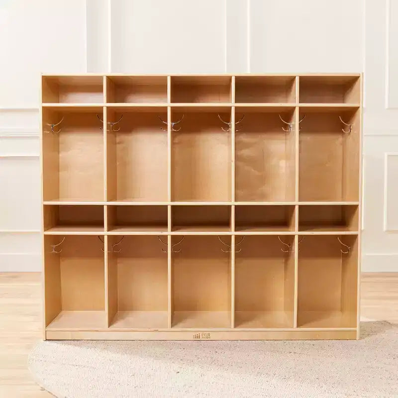 Vestiaire de rangement à 10 sections et 10 bacs format lettre avec couvercles, mobilier pour enfants