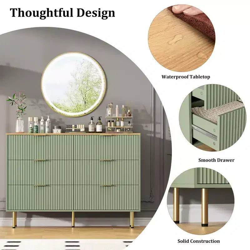 Commode de chambre à 6 tiroirs, commode en bois pour placard, commode à tiroirs avec poignée, meuble de rangement de chambre pour couloir