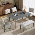 Table de salle à manger, table de cuisine de 152 cm pour 4-6 personnes, grande table de repas rectangulaire en bois pour salle à manger, bureau, salon