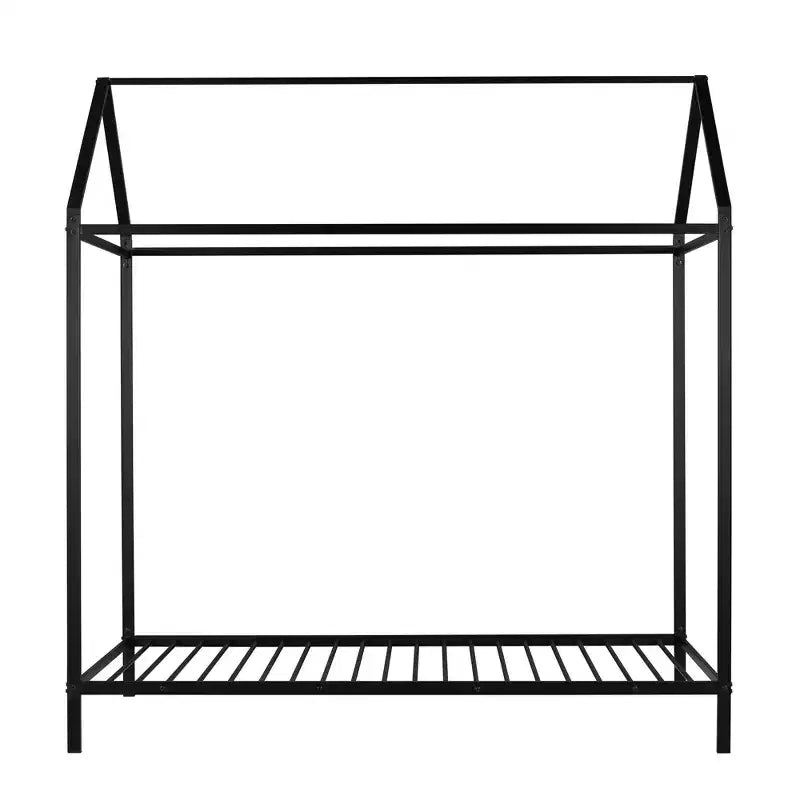 Lit double pour enfants, lit au sol Montessori, cadre de lit plateforme en métal, lit au sol pour garçons et filles, noir