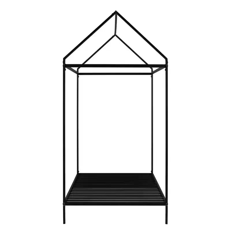 Lit double pour enfants, lit au sol Montessori, cadre de lit plateforme en métal, lit au sol pour garçons et filles, noir