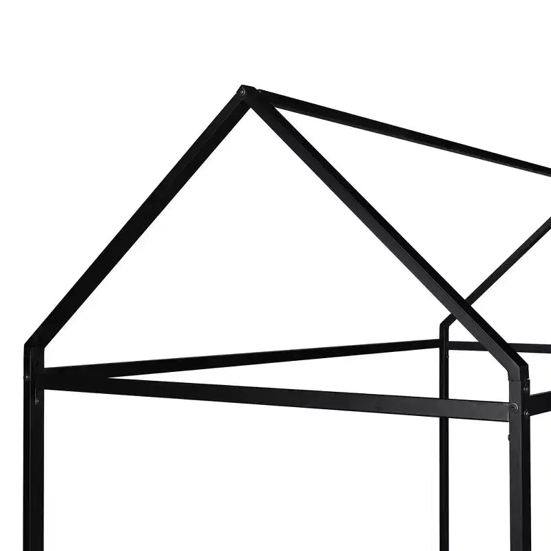 Lit double pour enfants, lit au sol Montessori, cadre de lit plateforme en métal, lit au sol pour garçons et filles, noir