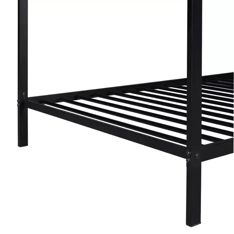 Lit double pour enfants, lit au sol Montessori, cadre de lit plateforme en métal, lit au sol pour garçons et filles, noir