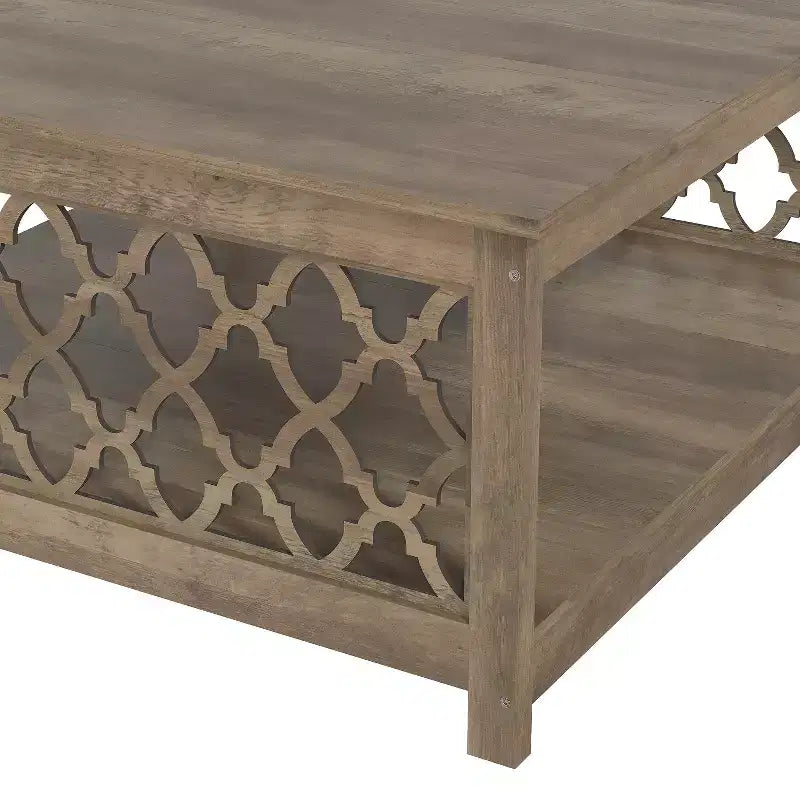 Table basse carrée avec rangement ouvert 34,8 L 34,9 P 17,1 H