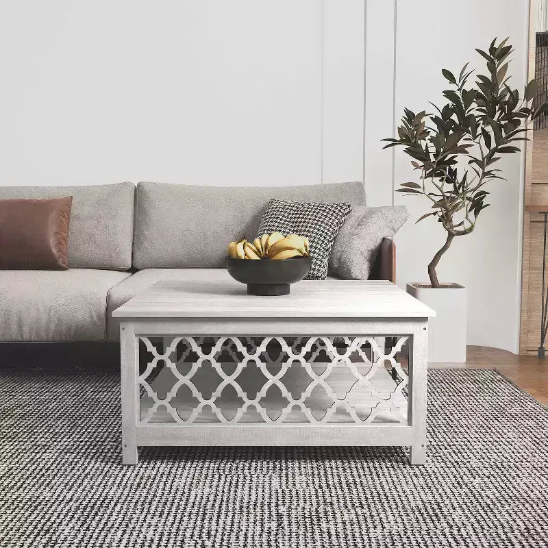 Table basse carrée avec rangement ouvert 34,8 L 34,9 P 17,1 H