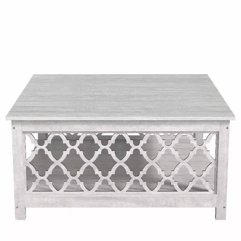Table basse carrée avec rangement ouvert 34,8 L 34,9 P 17,1 H