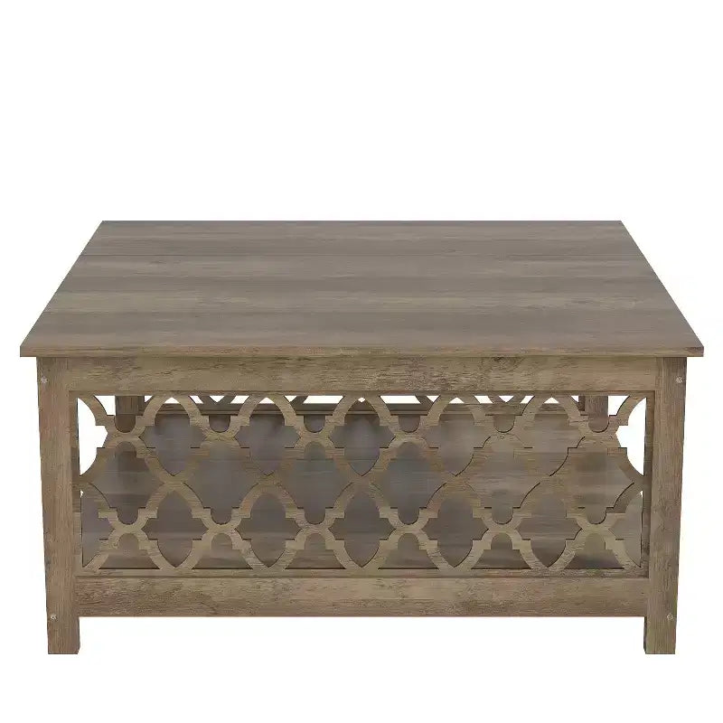Table basse carrée avec rangement ouvert 34,8 L 34,9 P 17,1 H