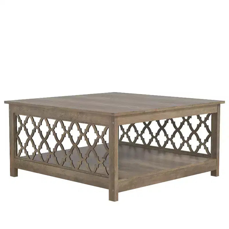 Table basse carrée avec rangement ouvert 34,8 L 34,9 P 17,1 H