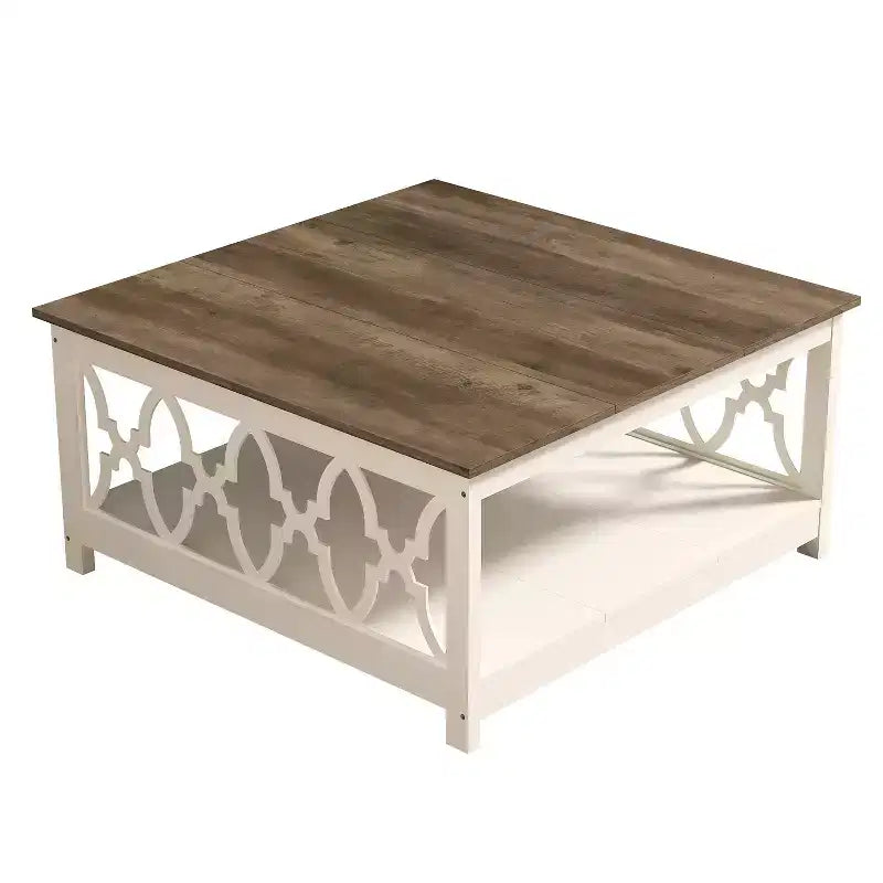 Table basse carrée avec rangement ouvert 34,8 L 34,9 P 17,1 H