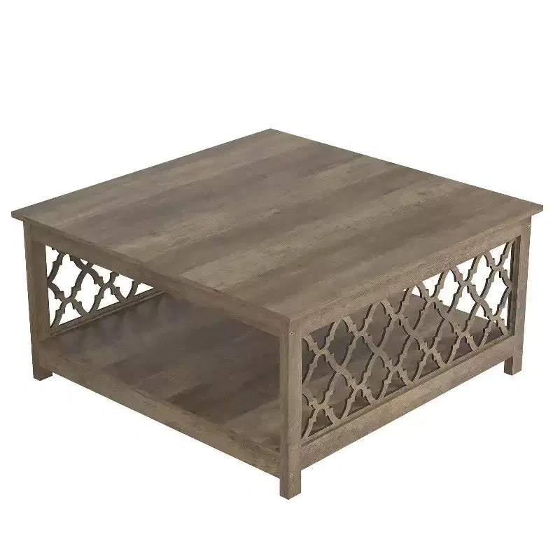 Table basse carrée avec rangement ouvert 34,8 L 34,9 P 17,1 H
