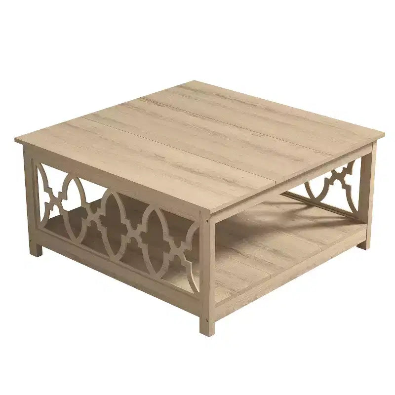 Table basse carrée avec rangement ouvert 34,8 L 34,9 P 17,1 H