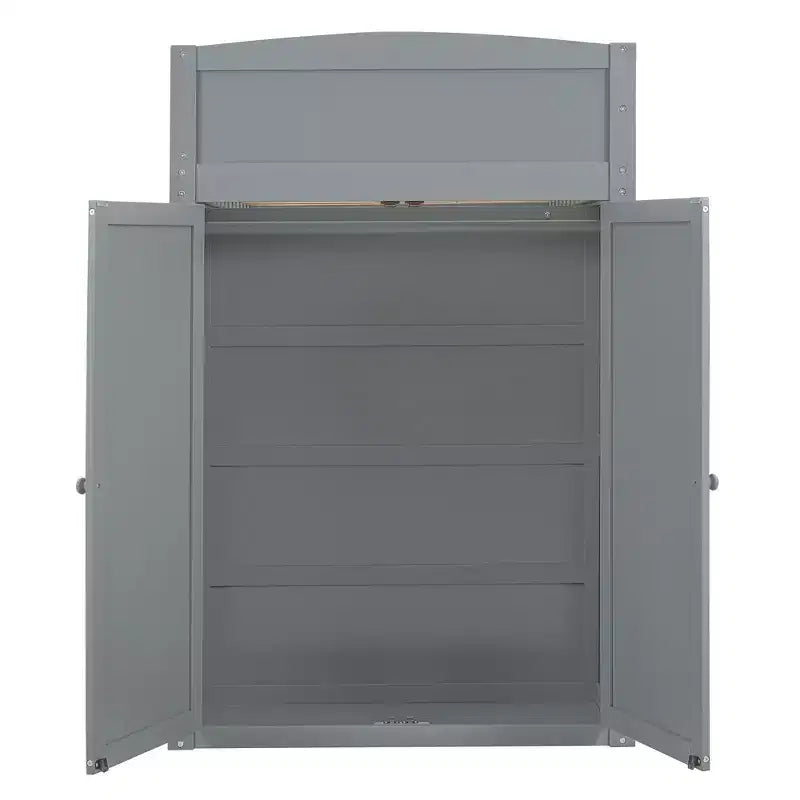 Lit mezzanine double avec bureau, armoire, tiroirs et étagères, lit gain de place en bois pour enfants, adolescents et adultes, gris