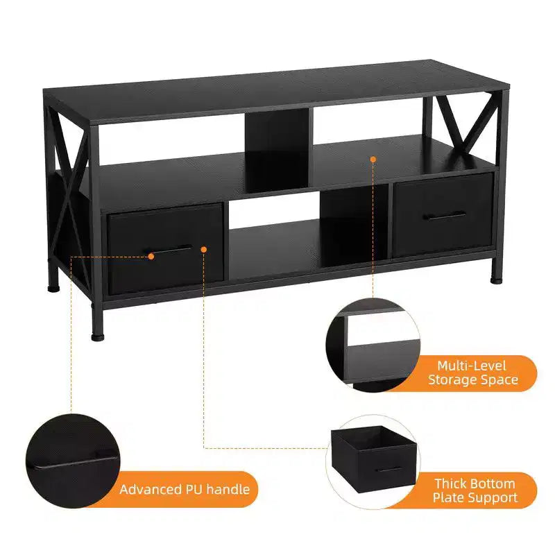 Meuble TV pour salon, Table TV pour téléviseurs jusqu'à 65 pouces, Meuble TV avec rangement et portes coulissantes