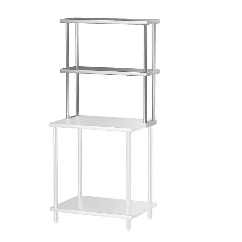 Étagère supérieure en acier inoxydable 12x30 pour table de préparation et de travail, capacité de 163 kg, 2 niveaux, double étagère supérieure réglable pour restaurant, cuisine