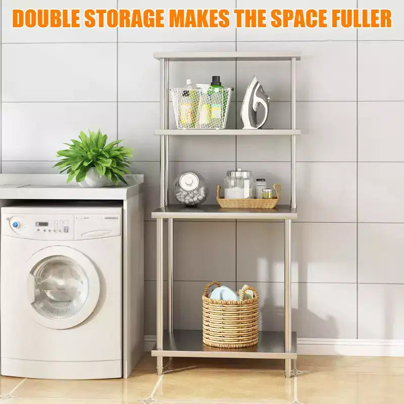 Étagère supérieure en acier inoxydable 12x30 pour table de préparation et de travail, capacité de 163 kg, 2 niveaux, double étagère supérieure réglable pour restaurant, cuisine