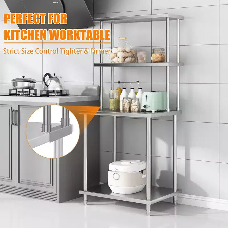 Étagère supérieure en acier inoxydable 12x30 pour table de préparation et de travail, capacité de 163 kg, 2 niveaux, double étagère supérieure réglable pour restaurant, cuisine