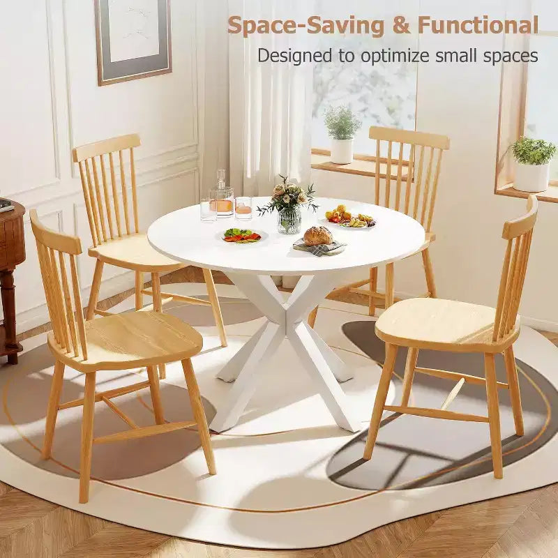 Table à manger ronde de 42 pouces avec pieds en croix en métal