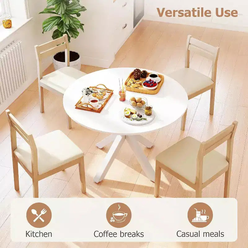 Table à manger ronde de 42 pouces avec pieds en croix en métal