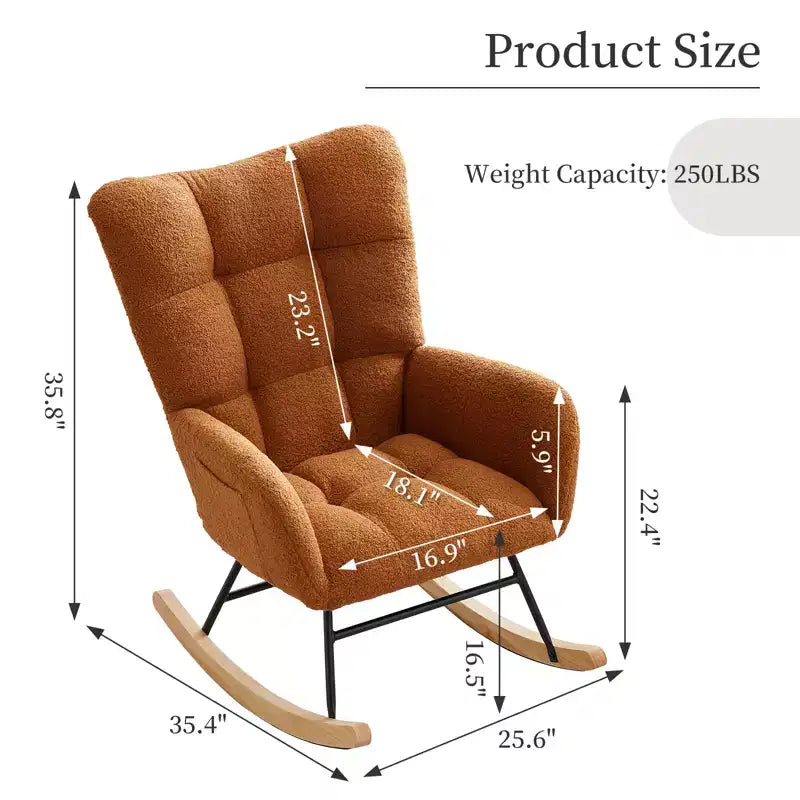 Fauteuil à bascule pour enfants, fauteuil à bascule planeur rembourré en peluche avec dossier haut, fauteuil d'appoint confortable pour le salon, la chambre et l'allaitement.