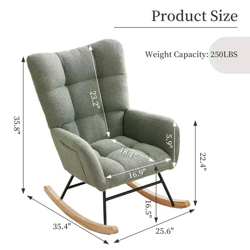 Fauteuil à bascule pour enfants, fauteuil à bascule planeur rembourré en peluche avec dossier haut, fauteuil d'appoint confortable pour le salon, la chambre et l'allaitement.