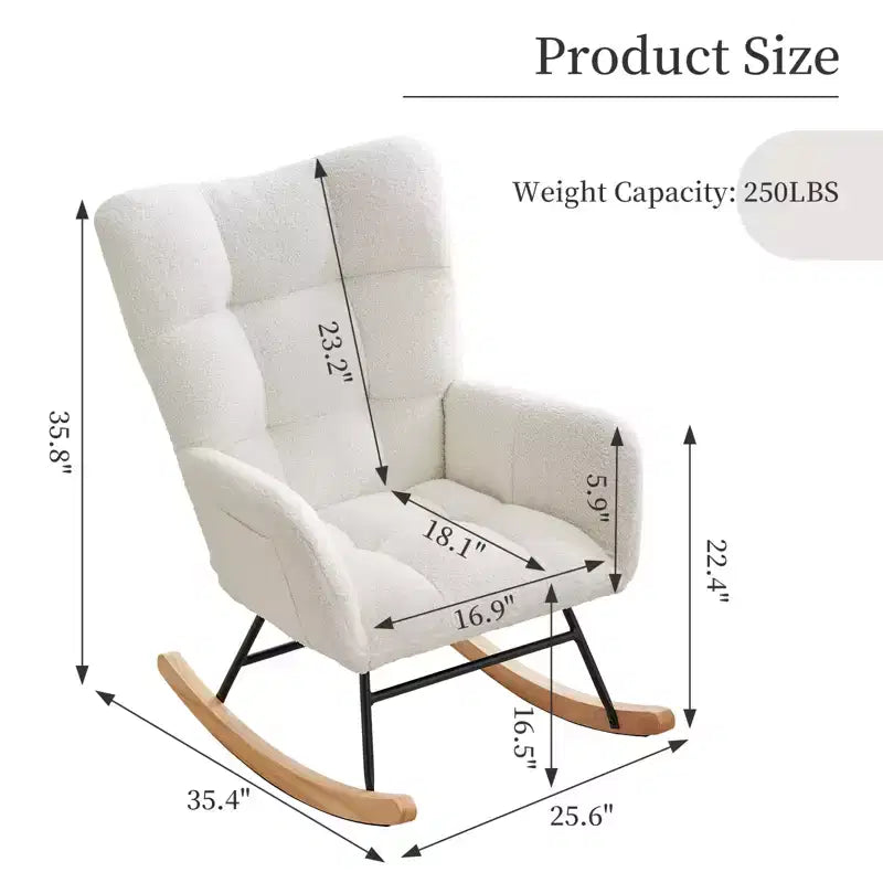 Fauteuil à bascule pour enfants, fauteuil à bascule planeur rembourré en peluche avec dossier haut, fauteuil d'appoint confortable pour le salon, la chambre et l'allaitement.