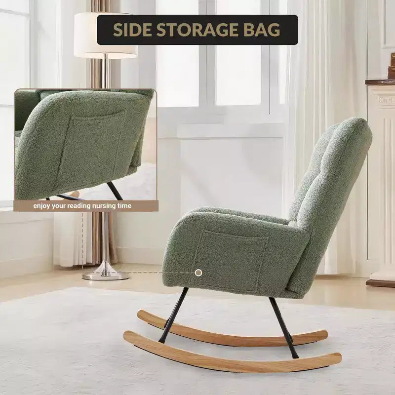 Fauteuil à bascule pour enfants, fauteuil à bascule planeur rembourré en peluche avec dossier haut, fauteuil d'appoint confortable pour le salon, la chambre et l'allaitement.