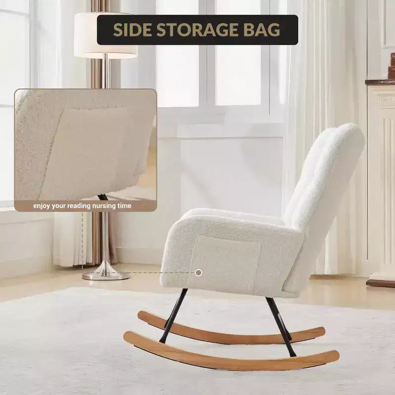 Fauteuil à bascule pour enfants, fauteuil à bascule planeur rembourré en peluche avec dossier haut, fauteuil d'appoint confortable pour le salon, la chambre et l'allaitement.