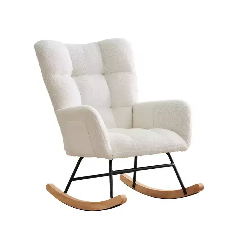 Fauteuil à bascule pour enfants, fauteuil à bascule planeur rembourré en peluche avec dossier haut, fauteuil d'appoint confortable pour le salon, la chambre et l'allaitement.