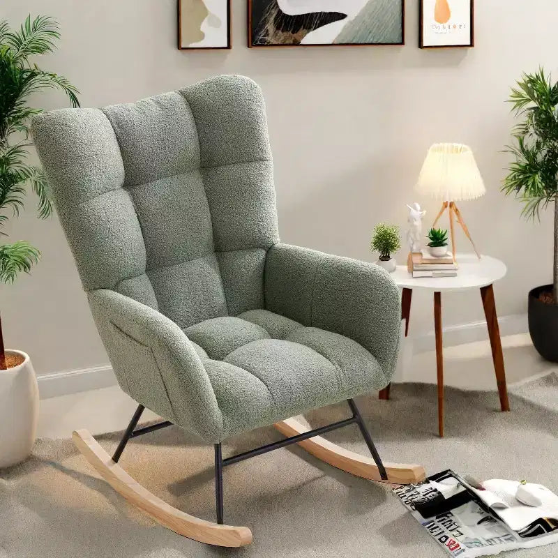 Fauteuil à bascule pour enfants, fauteuil à bascule planeur rembourré en peluche avec dossier haut, fauteuil d'appoint confortable pour le salon, la chambre et l'allaitement.