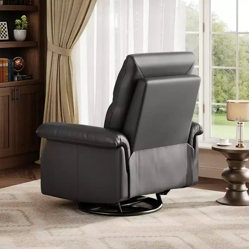 Fauteuil inclinable, pivotant et à bascule en cuir, avec support lombaire et accoudoirs rembourrés, fauteuil berçant confortable pour salon et chambre de bébé