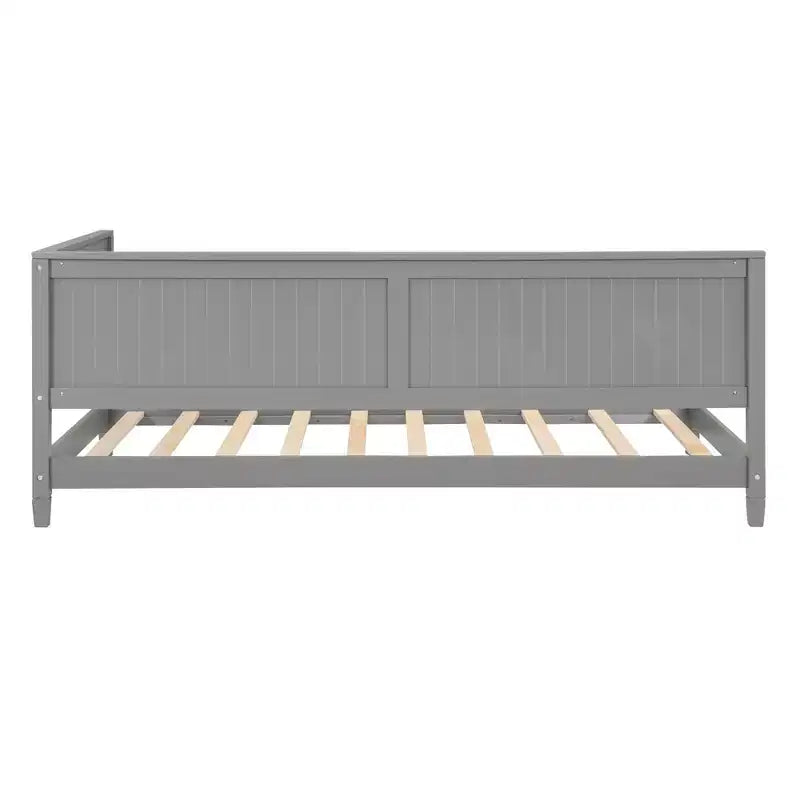 Cadre de lit de repos double avec dossier, lit double en bois pour enfants avec support à lattes pour enfants, adolescents, lit de repos pour salon, chambre, gris