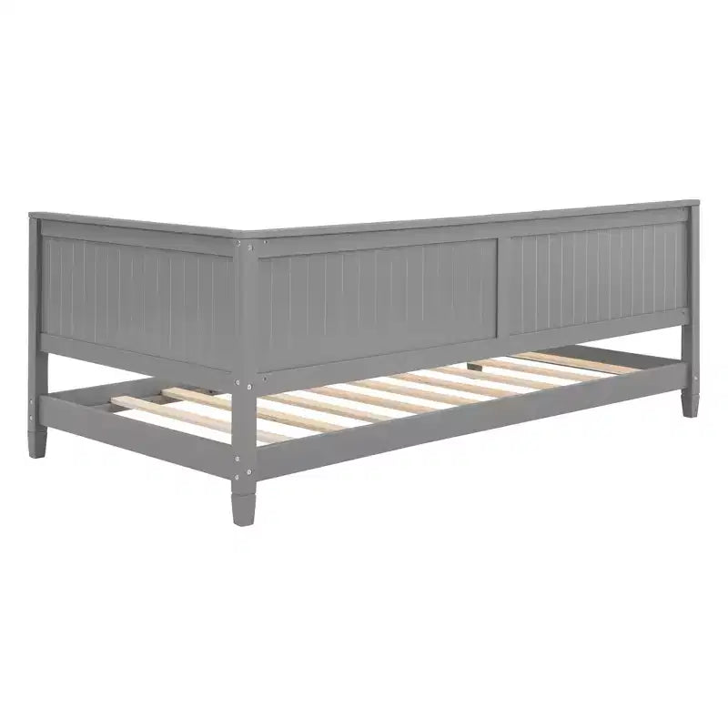 Cadre de lit de repos double avec dossier, lit double en bois pour enfants avec support à lattes pour enfants, adolescents, lit de repos pour salon, chambre, gris
