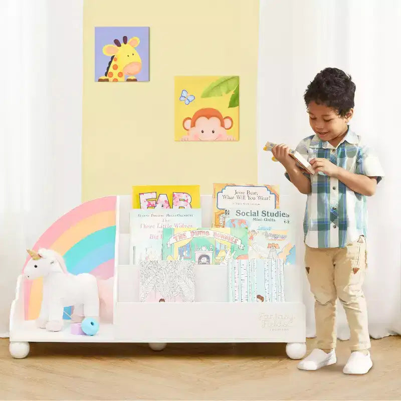 Étagère de présentation en bois à 3 niveaux pour enfants, collection Rainbow