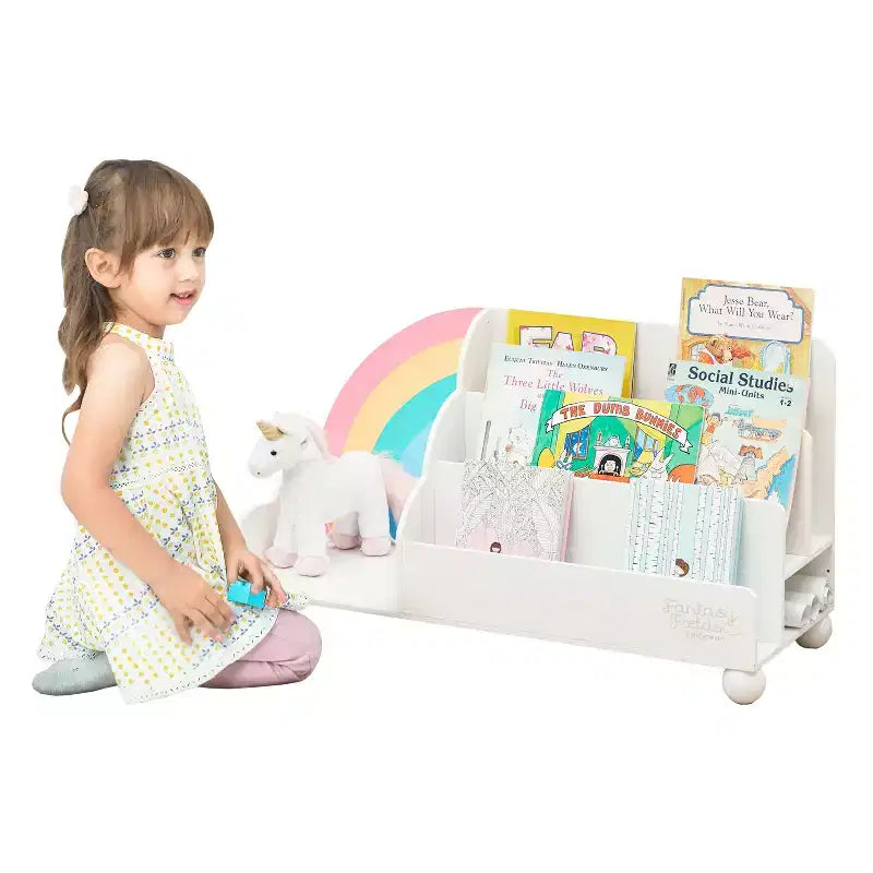 Étagère de présentation en bois à 3 niveaux pour enfants, collection Rainbow